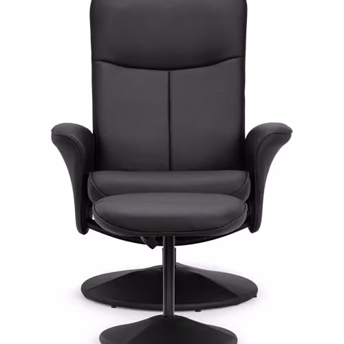Julian Bowen Lugano Swivel Recliner Chair and Matching Footstool in Black Faux Leather – 6
