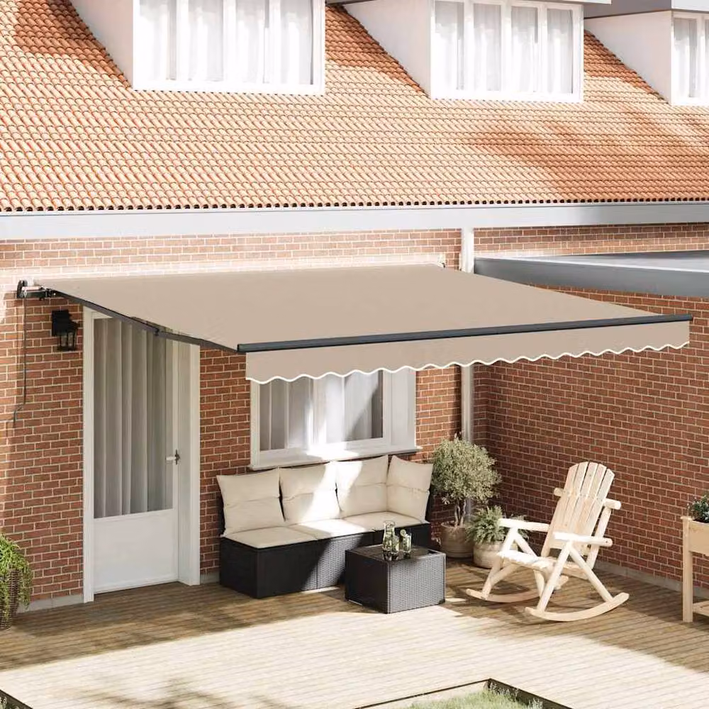 Berkfield Home Manual Retractable Wall-Mounted Awning in Beige, W: 400 cm, D: 300 cm – 2