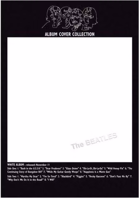 The Beatles White Album Postcard in Black and White