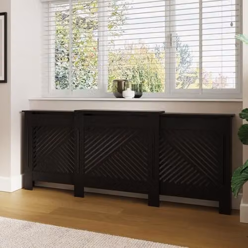 GFW Kobe Adjustable Radiator Cover in Black with Geometric Design – 2
