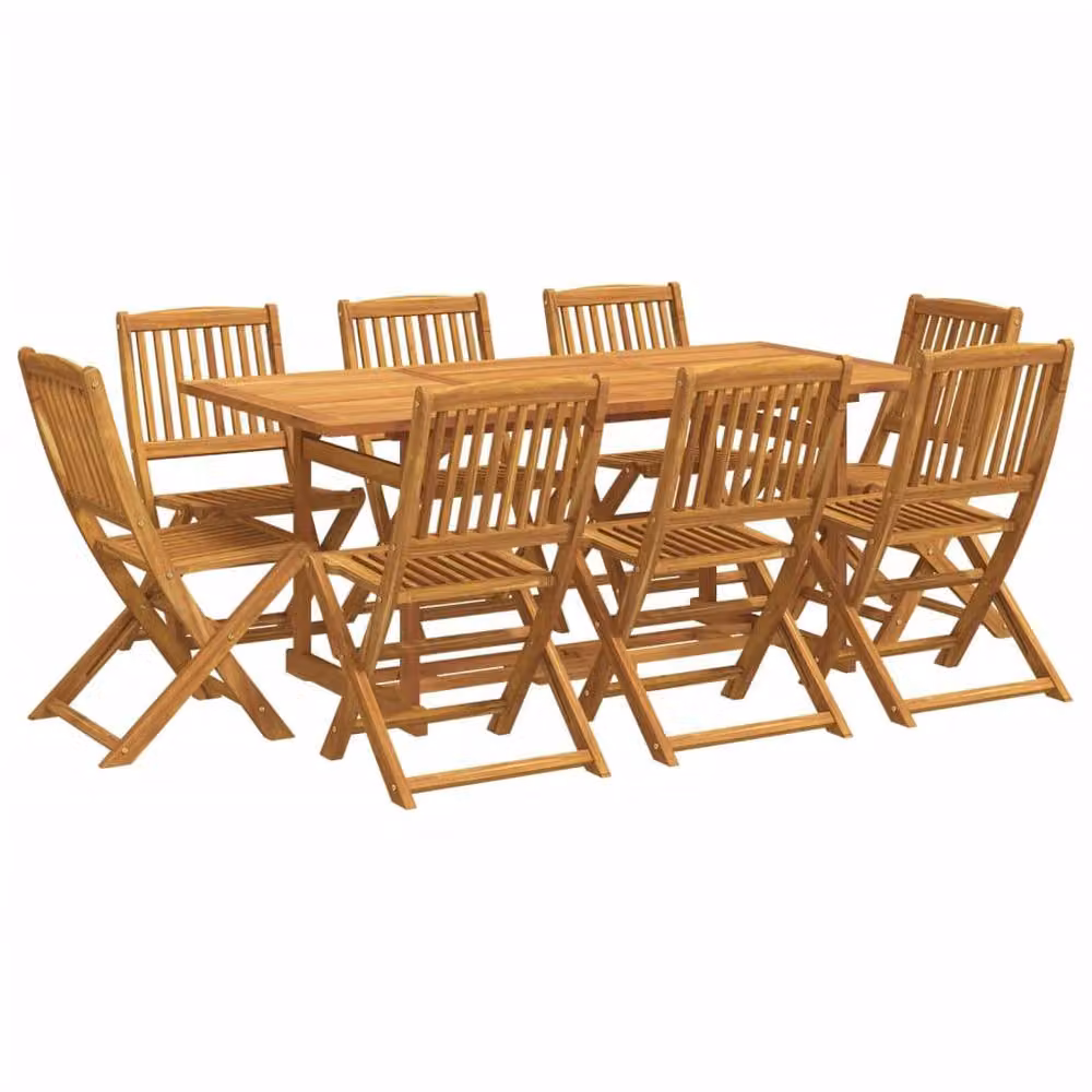 Berkfield Home 9 Piece Garden Dining Set in Brown Oiled Acacia Wood, W/D/H: 180 x 90 x 75 cm – 2