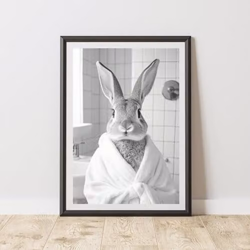 60 Second Makeover Bunny Bathrobe Animal Print Paper Poster, A3