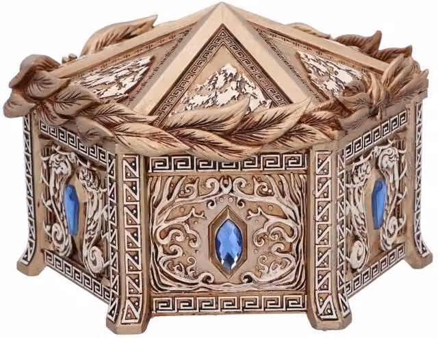 Nemesis Now Pandora's Trinket Box in Blue and Gold Ceramic, 16.5 cm