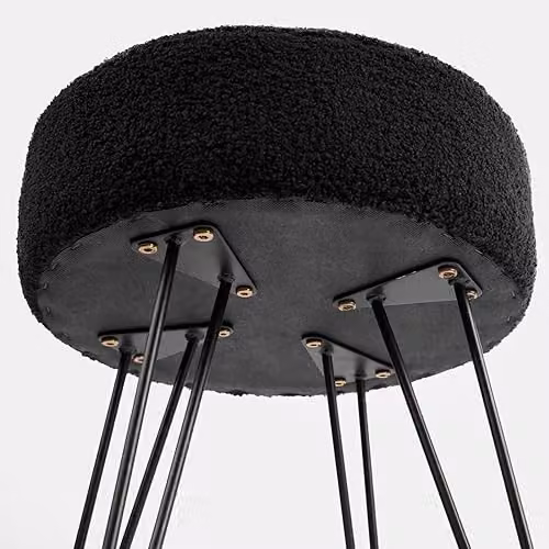 OHS Black Boucle Dressing Table Stool with Metal Hairpin Legs, W/D/H: 37 x 37 x 45 cm – 6