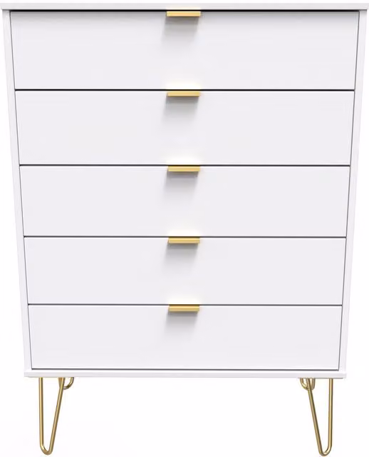 Ready Assembled 2 U Fuji 5 Drawer Chest in White