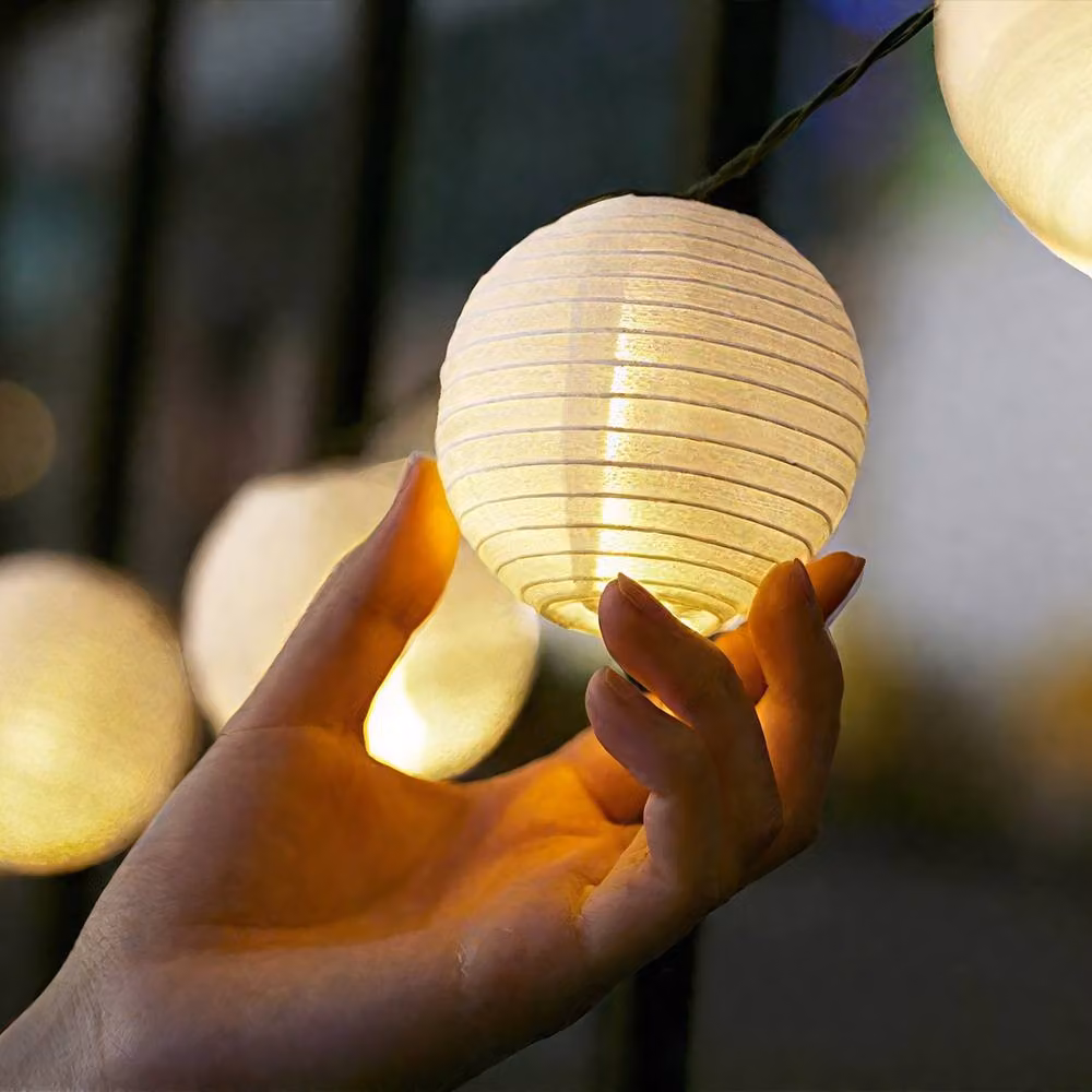 Bright Zeal White Cloth Lantern LED String Lights with Timer, 3m, Warm White – 3