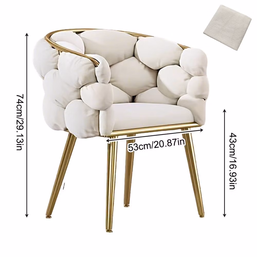 Ventryn Modern White Fabric Tub Accent Chair with Armrests – 2