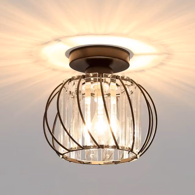 Pheashine Modern Crystal Pendant Ceiling Light in Black Metal with E27 Socket, W: 19 cm, H: 18 cm – 1