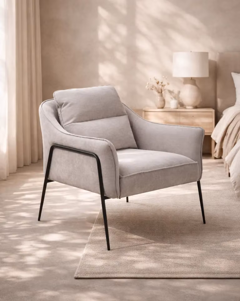 Tommy Franks Torsion Lounge Chair II in Grey and Black Fabric with Metal Frame