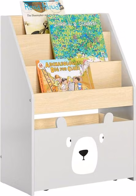 SoBuy Childrens Bookcase with Storage Chest in Grey