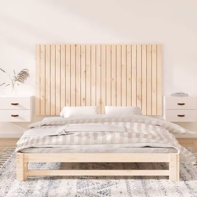Berkfield Home Wall Mounted Solid Wood Pine Headboard, Natural