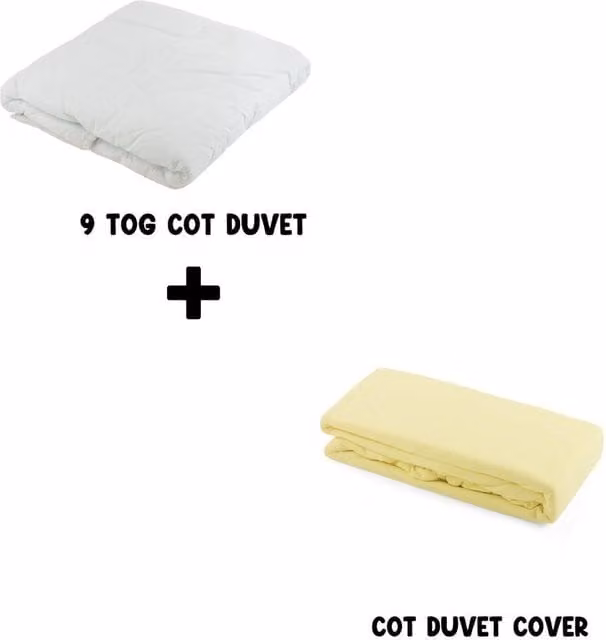 Junior Joy Baby 9 TOG Cot Duvet and Cotton Cover Set, Lemon Yellow, W: 100 cm, L: 120 cm