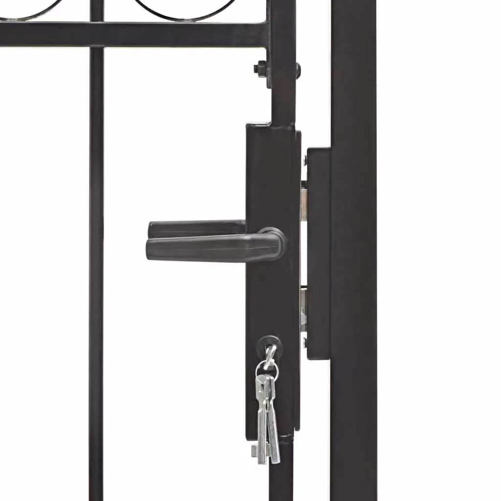 Berkfield Home Steel Arched Top Fence Gate, Black, W: 100 cm, H: 125 cm – 4