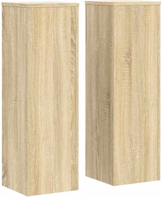 Berkfield Home Set of 2 Modern Square Plant Stands in Sonoma Oak, Beige, W/D/H: 25 x 25 x 80 cm – 1