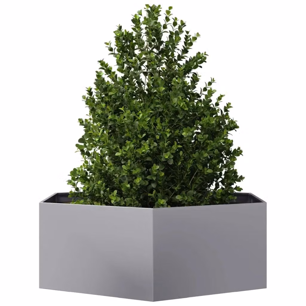 Berkfield Home Hexagon Garden Planter in Silver Galvanised Steel, W/D/H: 138 x 120 x 45 cm – 3