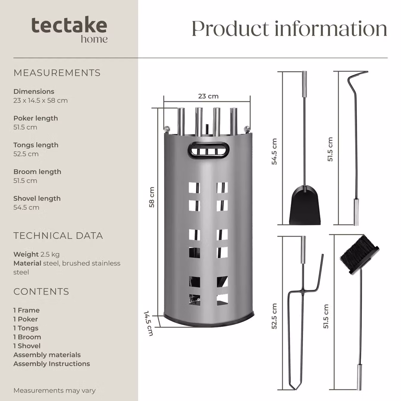 tectake Log Burner Accessories in Grey and Black – 5