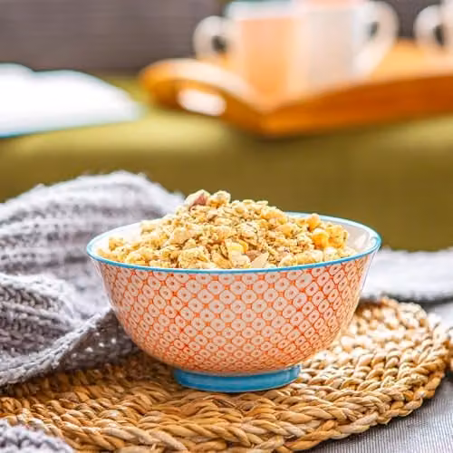 Nicola Spring Hand-Printed Porcelain Cereal Bowls, Orange and White, Pack of 6, Diameter: 16 cm – 2