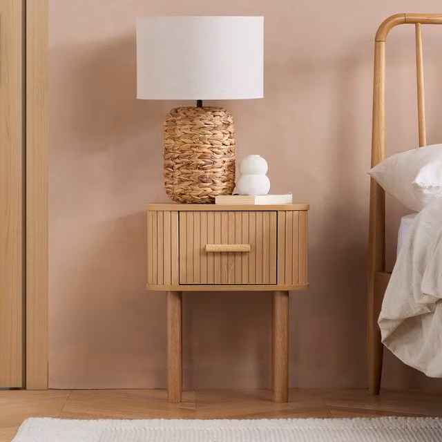 Birlea Axel Brown Fluted Wooden Bedside Drawer