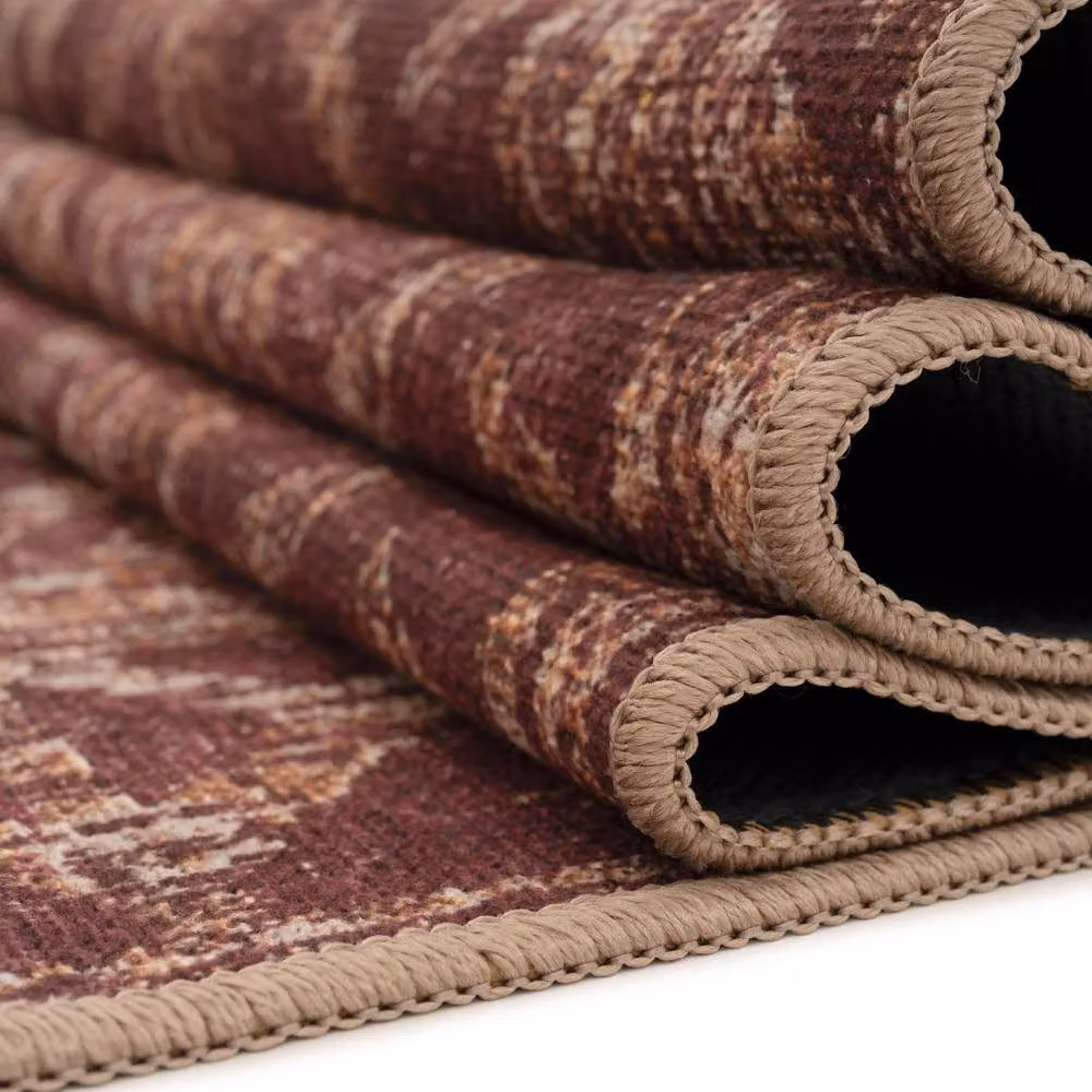 Kukoon Burgundy Trellis Soft Chenille Washable Geometric Living Room Area Rug W: 280 cm, D: 380 cm – 3