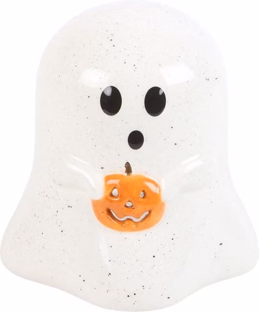 Something Different Ghost Ceramic Tealight Holder in Black, White and Orange