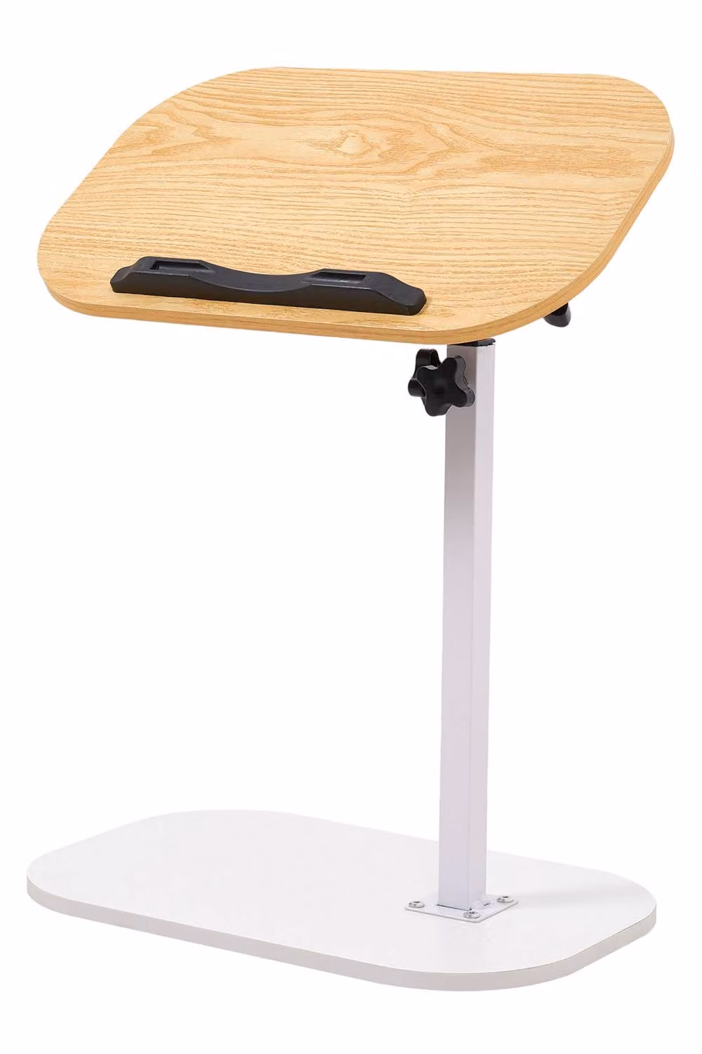 Living and Home Height Adjustable C-Shape Overbed Table in White – 2