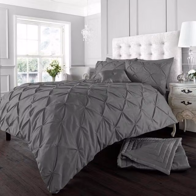 Smart Living Grey Dotted Cotton Polyester Duvet Cover and Pillowcase Set, Duvet Cover: 135 x 200 cm, Pillowcase: 50 x 75 cm