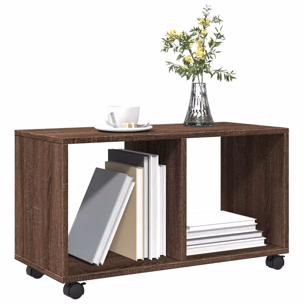 Berkfield Home vidaXL Rolling Cabinet in Brown Oak, W/D/H: 72 x 33 x 42.5 cm – 4