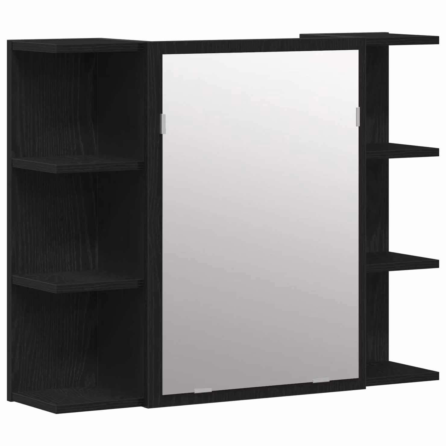 Berkfield Home Black Oak Solid Wood Compact Wall Mounted Bathroom Mirror Cabinet with Internal Shelves – 2