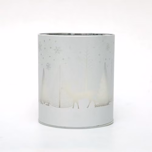 Shatchi Christmas Decorated Etched Glass Vase Table Lamp with LED Fairy Lights, Silver, H 14 cm – 2