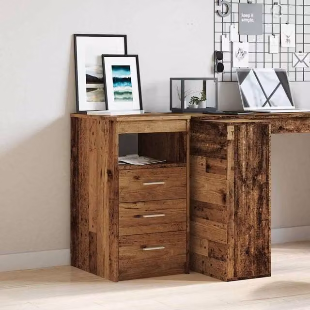 Berkfield Home Decorative Drawer Cabinet in Brown Old Wood, W: 40 cm, D: 50 cm, H: 76 cm