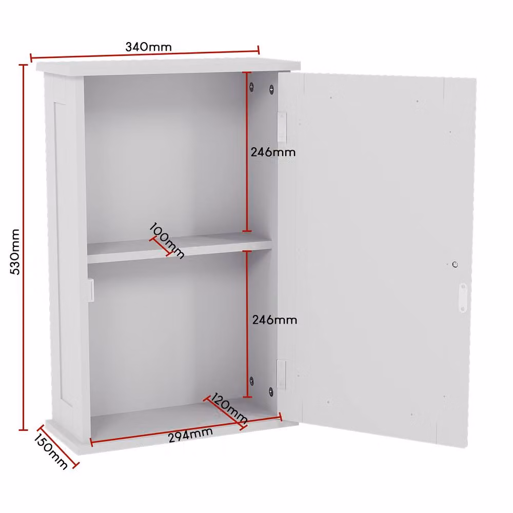 HD Designs Priano White Wall Mounted 1 Door Mirrored Bathroom Cabinet with Internal Shelving – 2