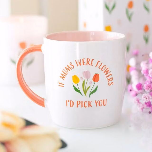 Uniqueful If Mums Were Flowers Tulip Mug, Multicolour and White Ceramic, 1000ml