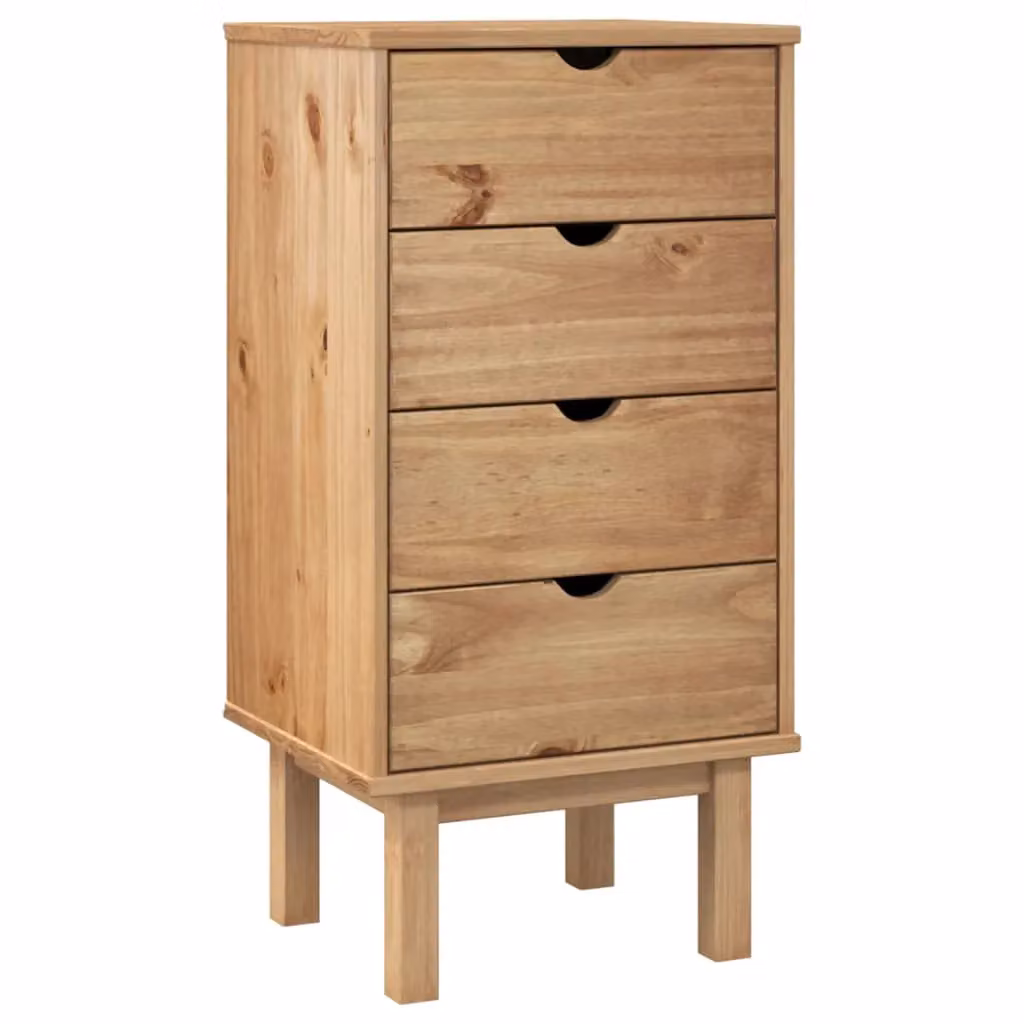 Berkfield Home OTTA Solid Wood Pine Drawer Cabinet in Brown, W/D/H: 45 x 39 x 90 cm – 2