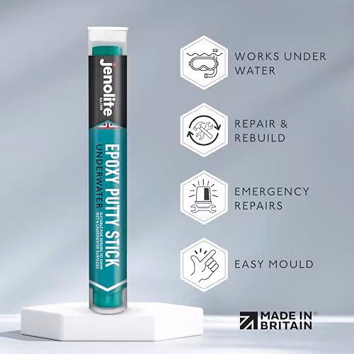 JENOLITE Waterproof Underwater Epoxy Putty Repair Stick, Transparent, 112g – 2