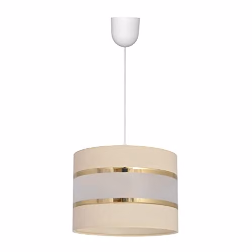 Netlighting Helam Helen Cylindrical Pendant Ceiling Light in Beige, Gold and White, Diameter: 20 cm