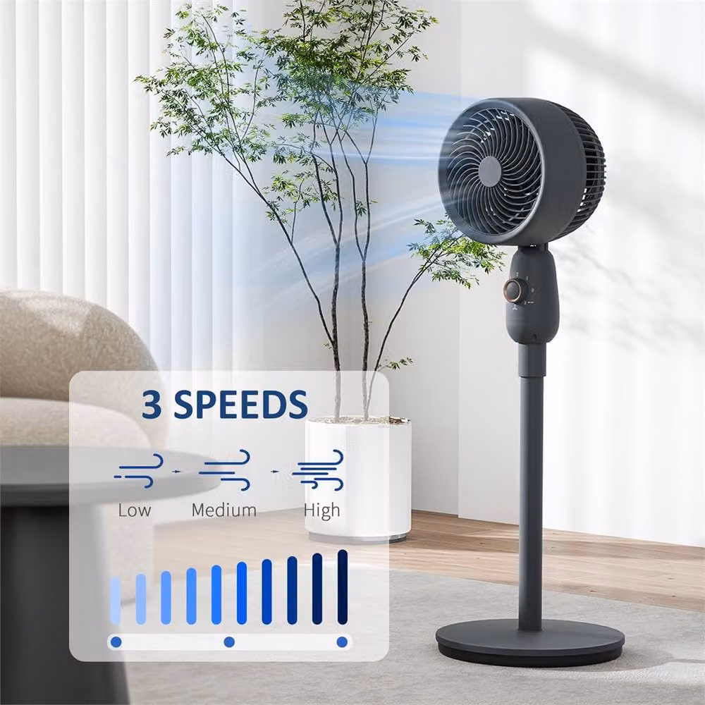 HOMCOM 12 Inch Grey Standing Floor Fan with Oscillation, Height: 140 cm – 4