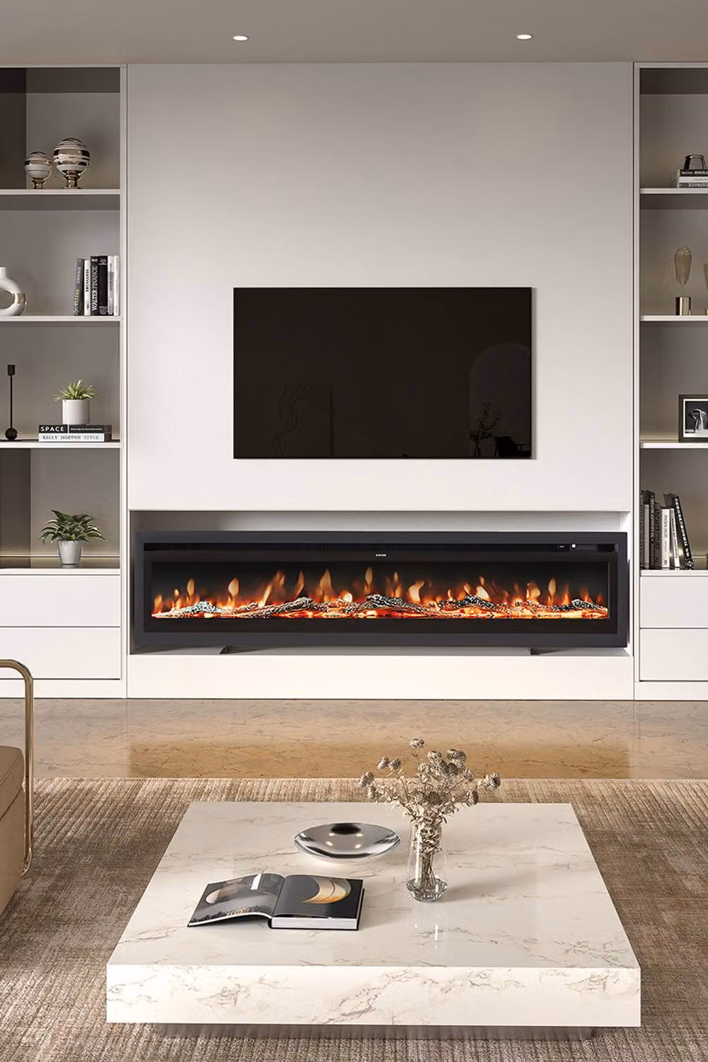 Living and Home 80 Inch Electric Fireplace with Remote, 12 Colours, Black – 2