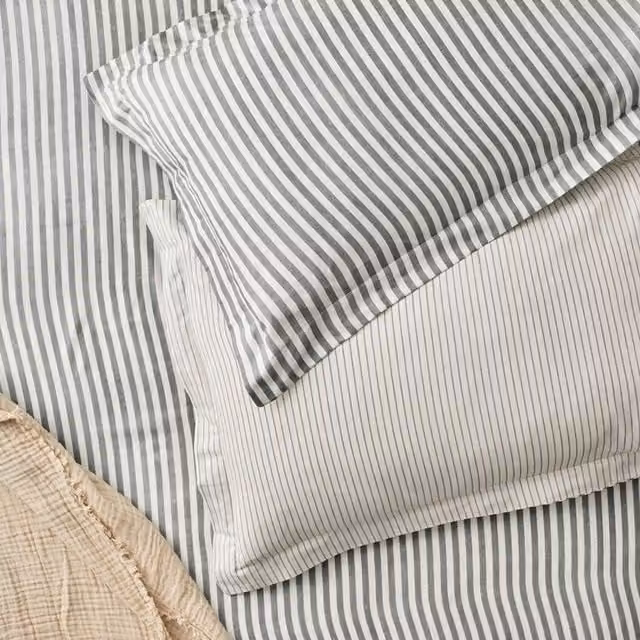 Make It A Home Hebden Melange Stripe Cotton Pillowcase Pair in Grey