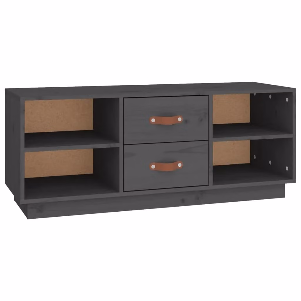 Berkfield Home Grey Rustic Solid Pine Wood TV Cabinet W/D/H: 100 x 34 x 40 cm – 2