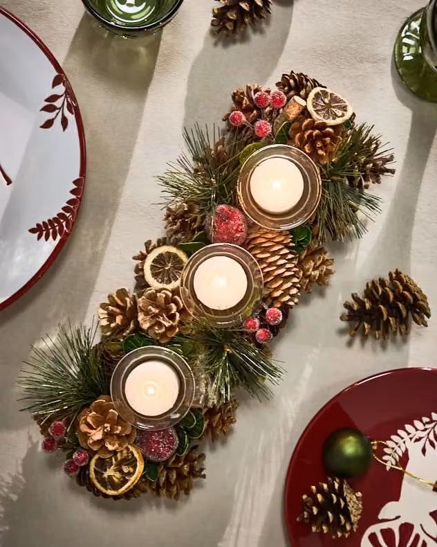 Dibor Set of 2 Citrus Spice Round Table Centrepiece Tealight Holders in Red – 2