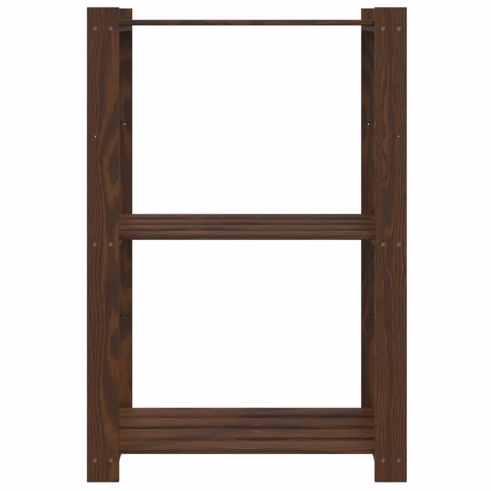 Berkfield Home 3-Tier Rustic Brown Solid Pine Wood Storage Rack, W: 60 cm, D: 38 cm, H: 90 cm – 3
