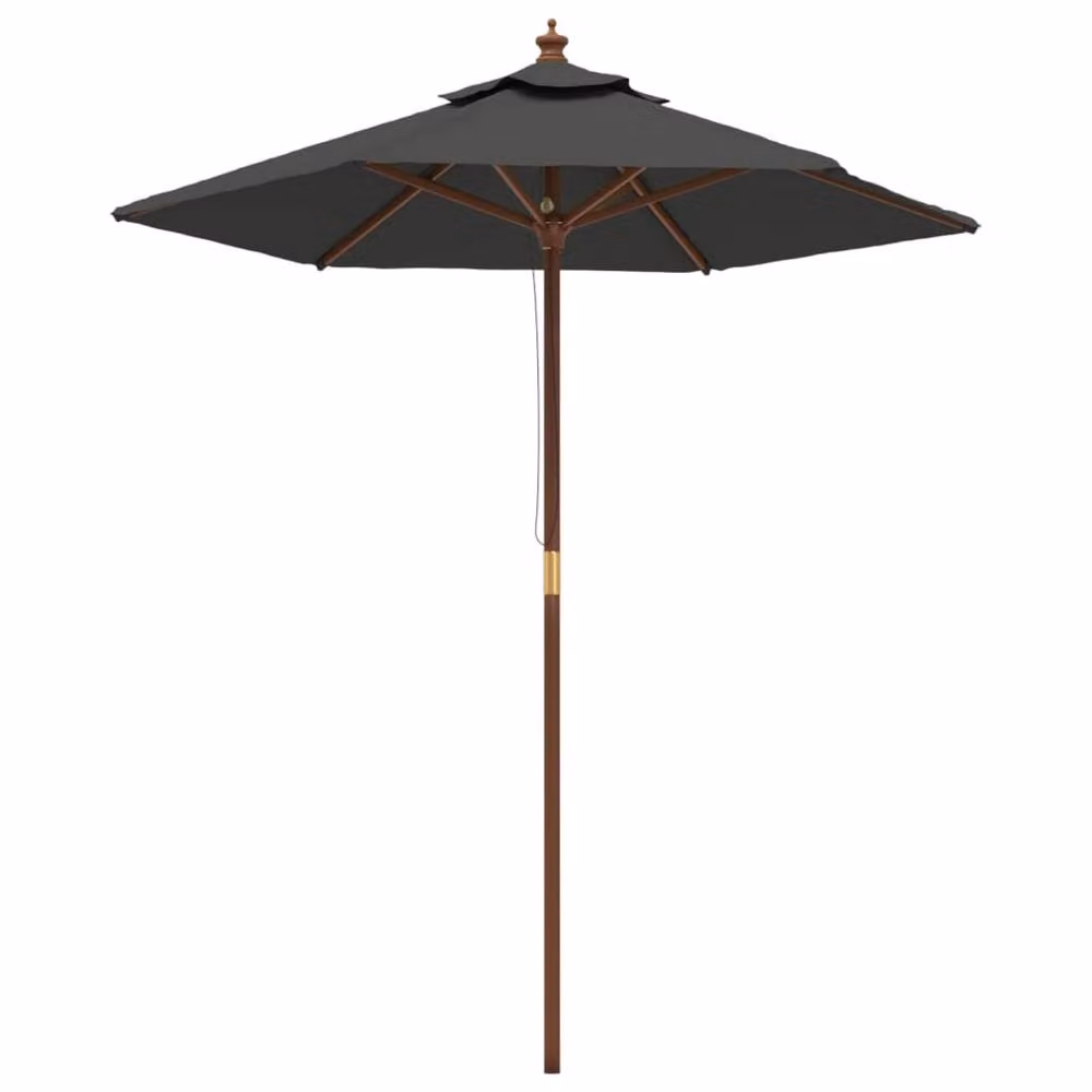 Berkfield Home Garden Parasol with Wooden Pole in Anthracite and Black, W/D/H: 196 x 196 x 231 cm – 2