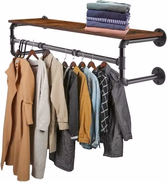 Kelvenix Industrial Steam Punk Metal Clothes Rack in Matt Black