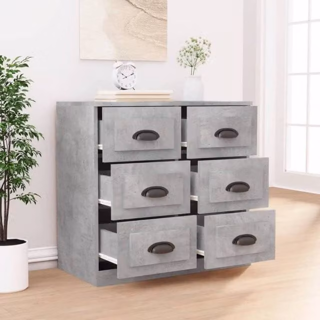 Berkfield Home Sideboard in Concrete Grey, MDF, W/D/H: 70 x 35.5 x 67.5 cm