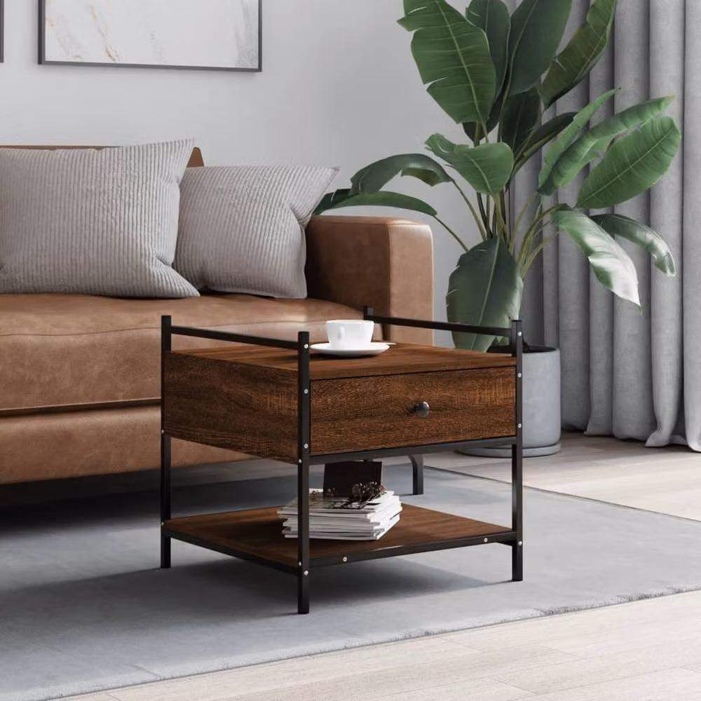 Berkfield Home Decorative Coffee Table in Brown Oak, W/D/H: 50 x 50 x 50 cm – 2