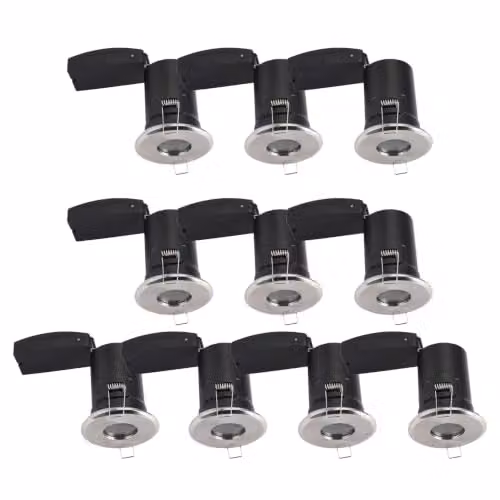 First Choice Lighting Set of 10 Brushed Chrome IP65 Dimmable Recessed Bathroom Downlights in Silver – 4
