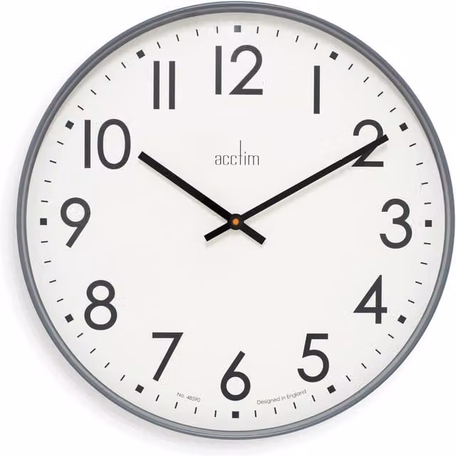 Acctim Ashridge Large Round Quartz Wall Clock in Grey, Diameter: 50 cm