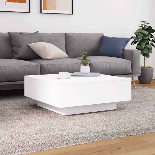 Berkfield Home Modern White Glossy Coffee Table, W/D/H: 80 x 80 x 31 cm