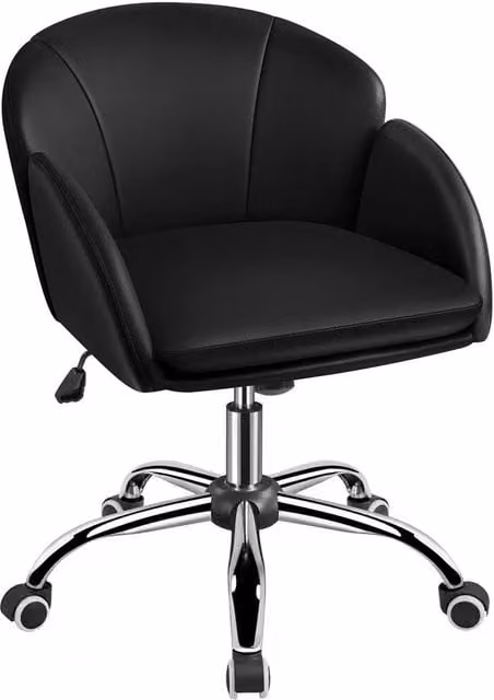 Kelvenix Modern Black Synthetic Leather Swivel Task Chair for Home Office and Adults – 1