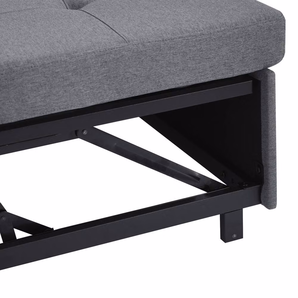 FENCHILIN Grey Fabric L-Shape Sofa Bed with Reversible Chaise, Pull-Out Sleeper, Cup Holder and Scatter Cushions – 6